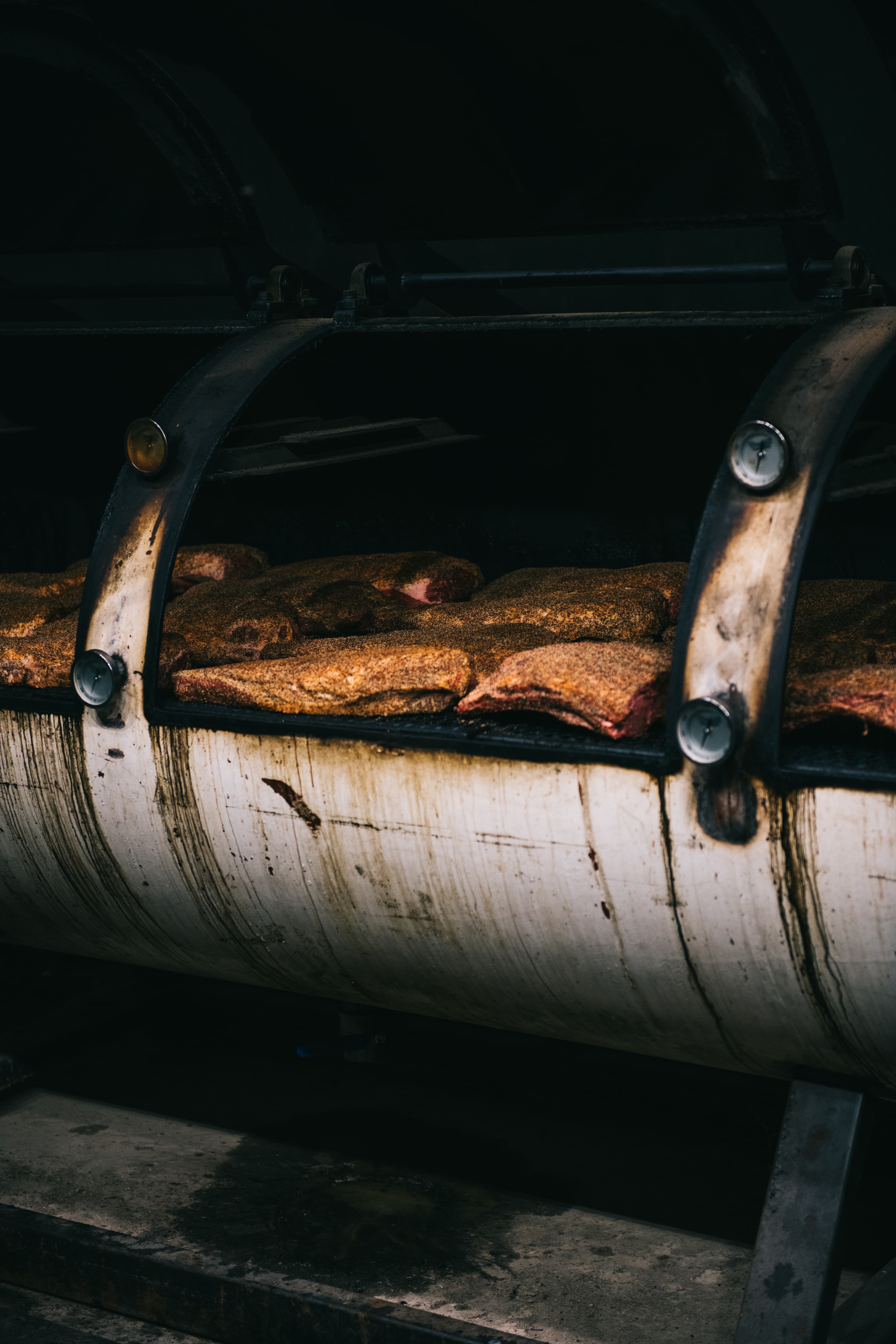 Brisket on the Smoker at Bar A BBQ