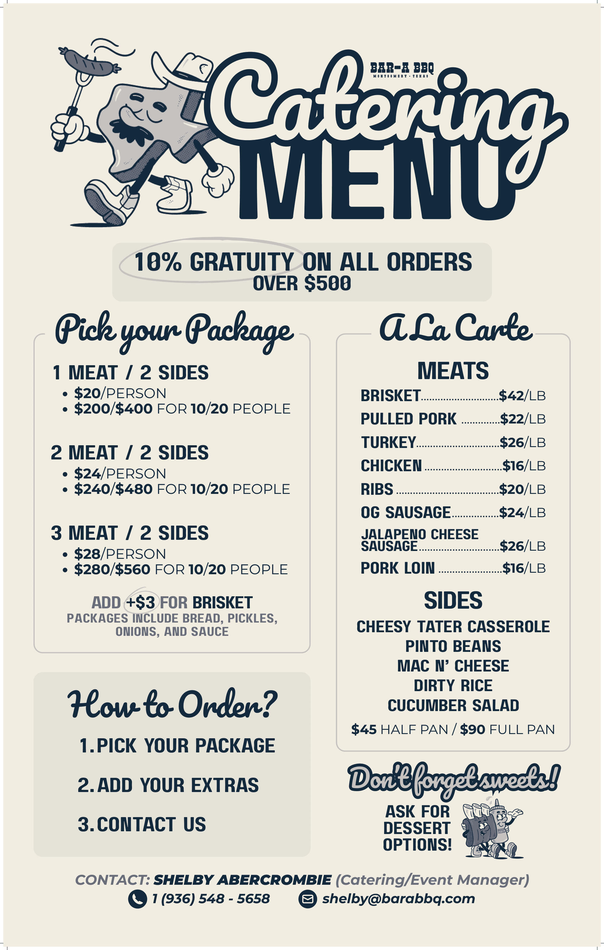 Bar A BBQ Catering Menu
